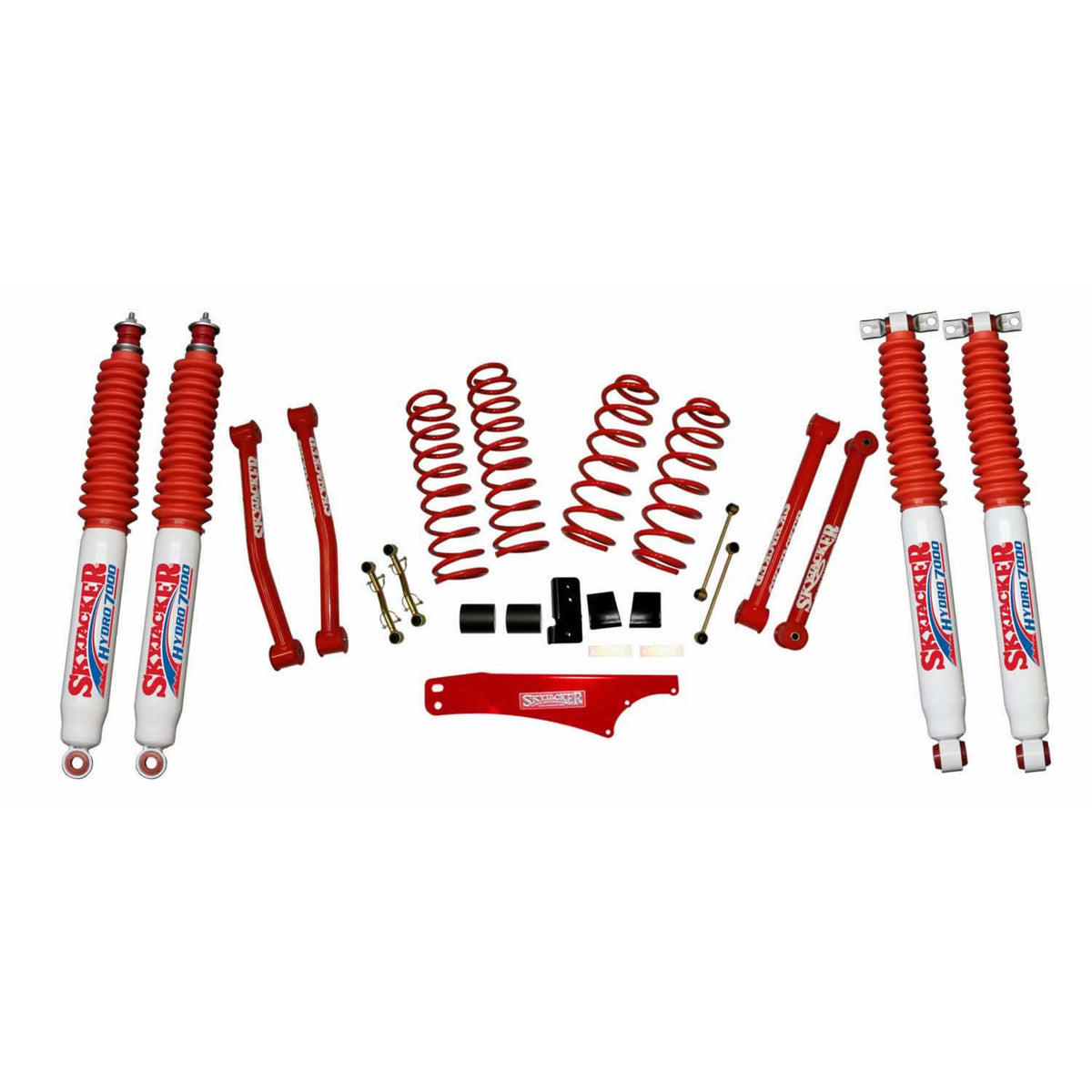 Suspension Lift Kit w/Shock 2.5-3.5 Inch Lift Incl. Rear Track Bar Brace Front And Rear Springs Classic Red Powder Coated Skyjacker