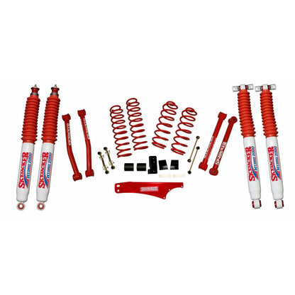 Suspension Lift Kit w/Shock 2.5-3.5 Inch Lift Incl. Rear Track Bar Brace Front And Rear Springs Classic Red Powder Coated Skyjacker