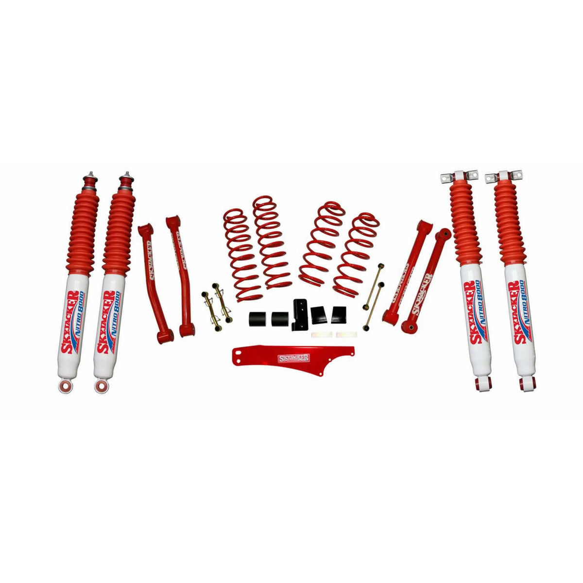 Suspension Lift Kit w/Shock 2.5-3.5 Inch Lift Incl. Rear Track Bar Brace Front And Rear Springs Classic Red Powder Coated Skyjacker