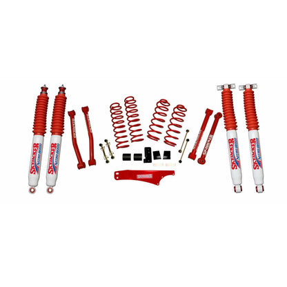 Suspension Lift Kit w/Shock 2.5-3.5 Inch Lift Incl. Rear Track Bar Brace Front And Rear Springs Classic Red Powder Coated Skyjacker