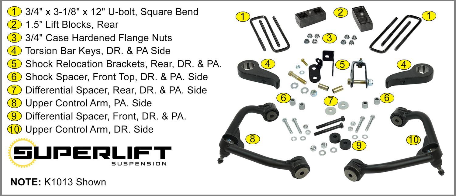 3 Inch Lift Kit 2020-2025 Chevy Silverado/GMC Sierra 2500 Hd/3500 Hd with Shock Extensions without Overload Leaf Springs Superlift