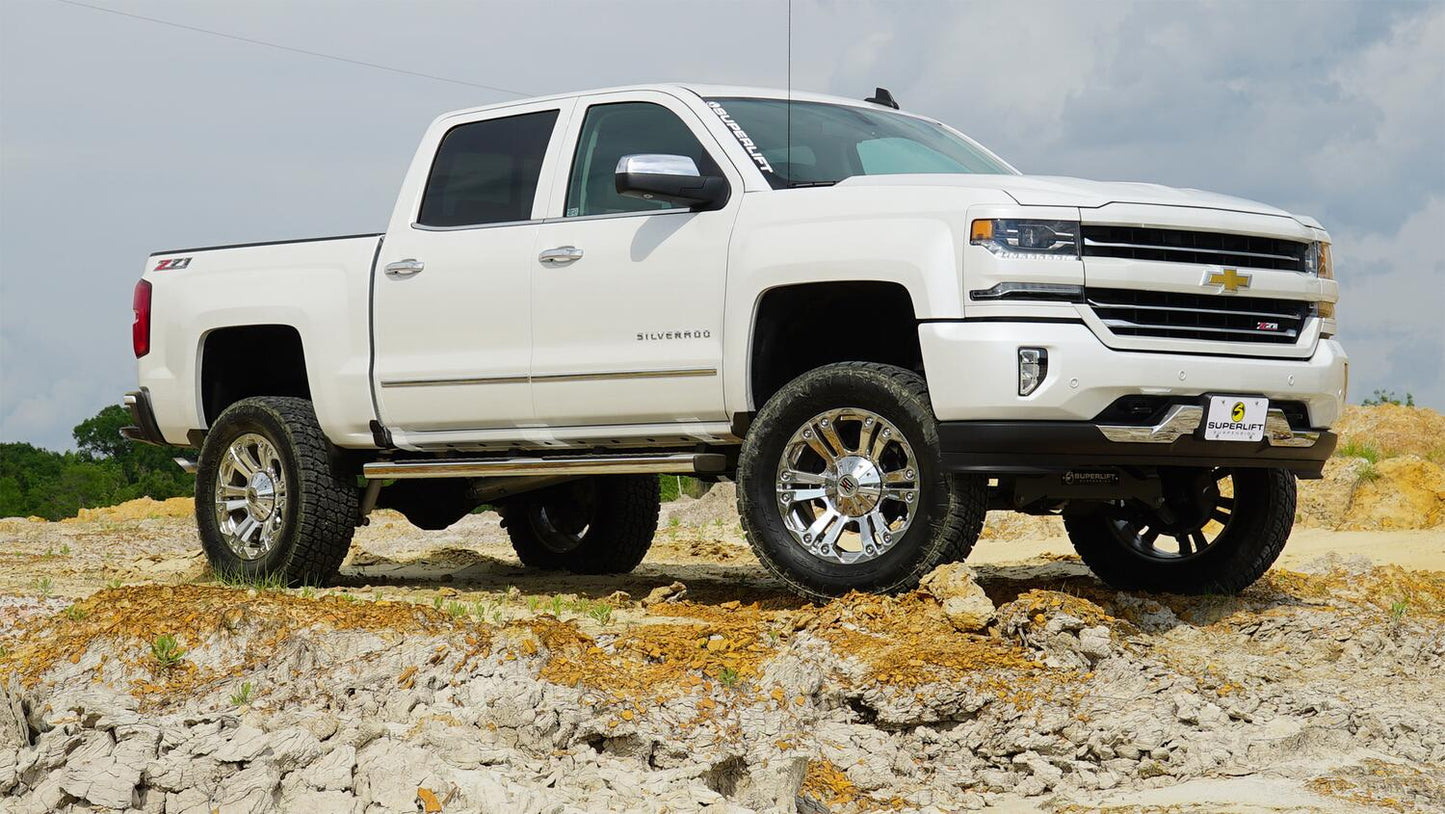 6.5 Inch Lift Kit 2014-2018 Chevy Silverado and GMC Sierra 1500 4WD with Aluminum or Stamped Steel Control Arms with Bilstein Rear Shocks Superlift