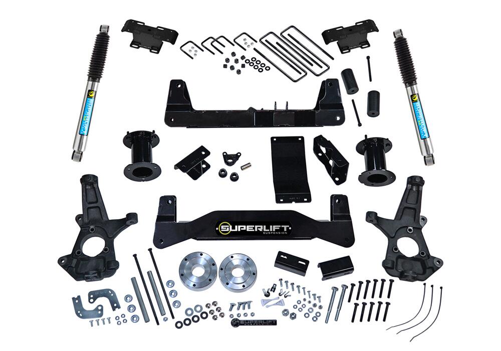 6.5 Inch Lift Kit 2014-2018 Chevy Silverado and GMC Sierra 1500 4WD with Aluminum or Stamped Steel Control Arms with Bilstein Rear Shocks Superlift