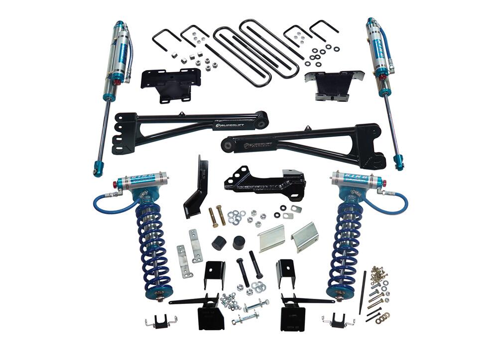 4 Inch King Edition Radius Arm Lift Kit 2017-2022 Ford F-250 and F-350 Super Duty 4WD with King Front Coilovers and King Reservoir Rear Shocks Superlift