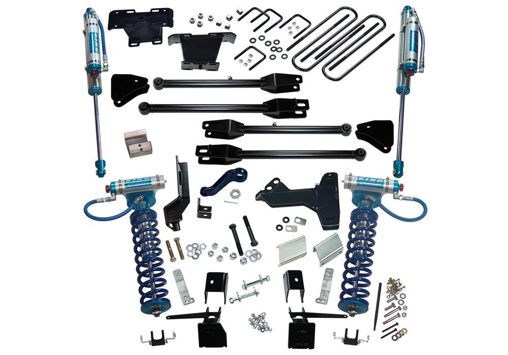 6 Inch King Edition 4-Link Lift Kit 2017-2022 Ford F-250 and F-350 Super Duty with King Front Coilovers and King Reservoir Rear Shocks 4WD Superlift