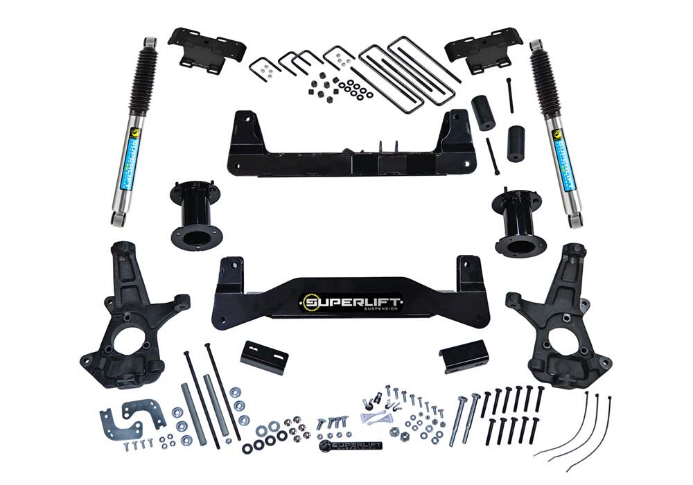 6.5 Inch Lift Kit 2014-2018 Chevy Silverado and GMC Sierra 1500 2WD with Aluminum or Stamped Steel Control Arms with Shocks Superlift