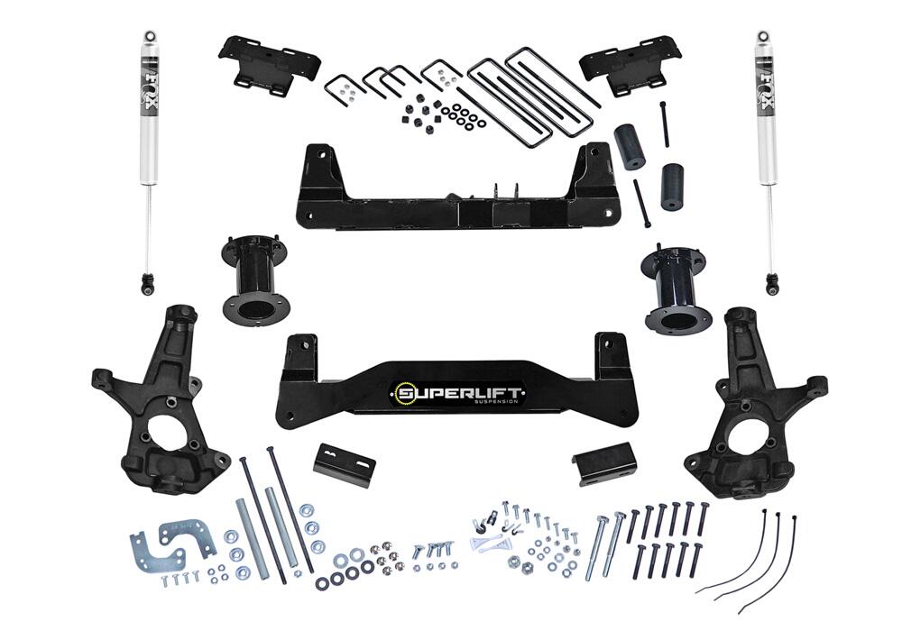 6.5 Inch Lift Kit 2014-2018 Chevy Silverado and GMC Sierra 1500 2WD with Aluminum or Stamped Steel Control Arms with Shocks Superlift