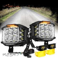 V-MAX Series | 5 Inch 168W 16440LM Spot Beam Side Shooter LED Square Pod Lights with Amber DRL