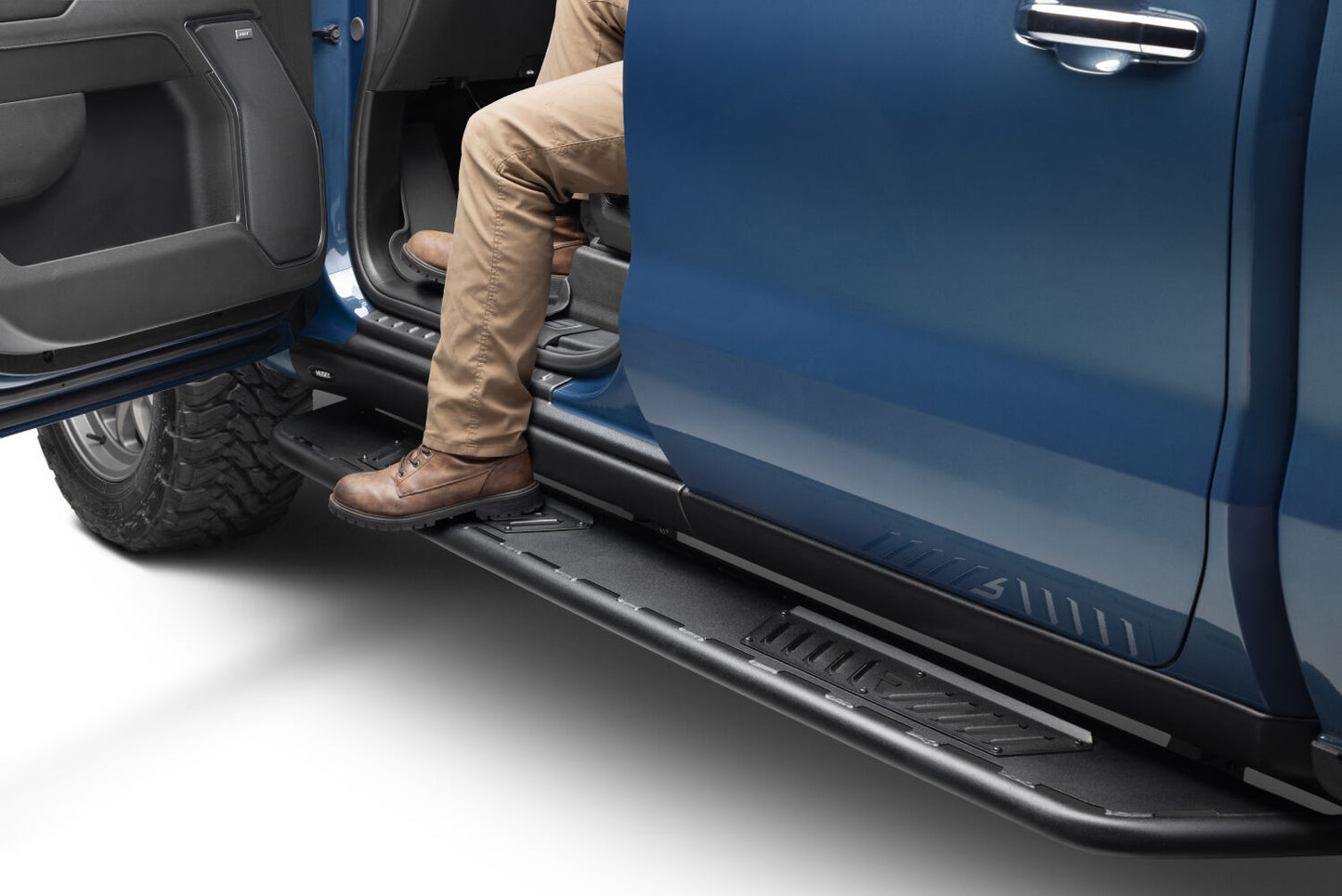 Roan Running Board Cab Length (2 Steps per Side) 2019 (New Body Style)-2025 Chevy Silverado/GMC Sierra 1500/2020-2025 2500 HD/3500 HD Crew Cab Textured Black NFab
