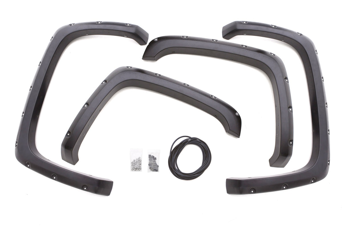 Rivet Style Fender Flare Set Front and Rear, Smooth, 4-Piece Set 2007-2014 Silverado/Sierra 1500/2500 HD/3500 HD Fleetside Lund