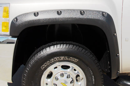 Rivet Style Fender Flare Set Front, Textured, 2-Piece Set 2007-2014 Silverado/Sierra 1500/2500 HD/3500 HD Fleetside Lund