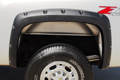 Rivet Style Fender Flare Set Rear, Textured, 2-Piece Set 2007-2014 Silverado/Sierra 1500/2500 HD/3500 HD Fleetside Lund