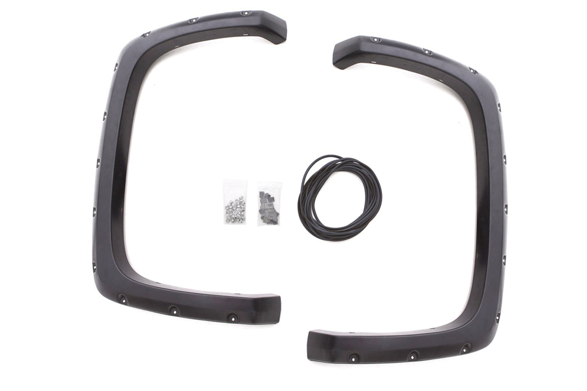 Rivet Style Fender Flare Set Rear, Textured, 2-Piece Set 2007-2014 Silverado/Sierra 1500/2500 HD/3500 HD Fleetside Lund