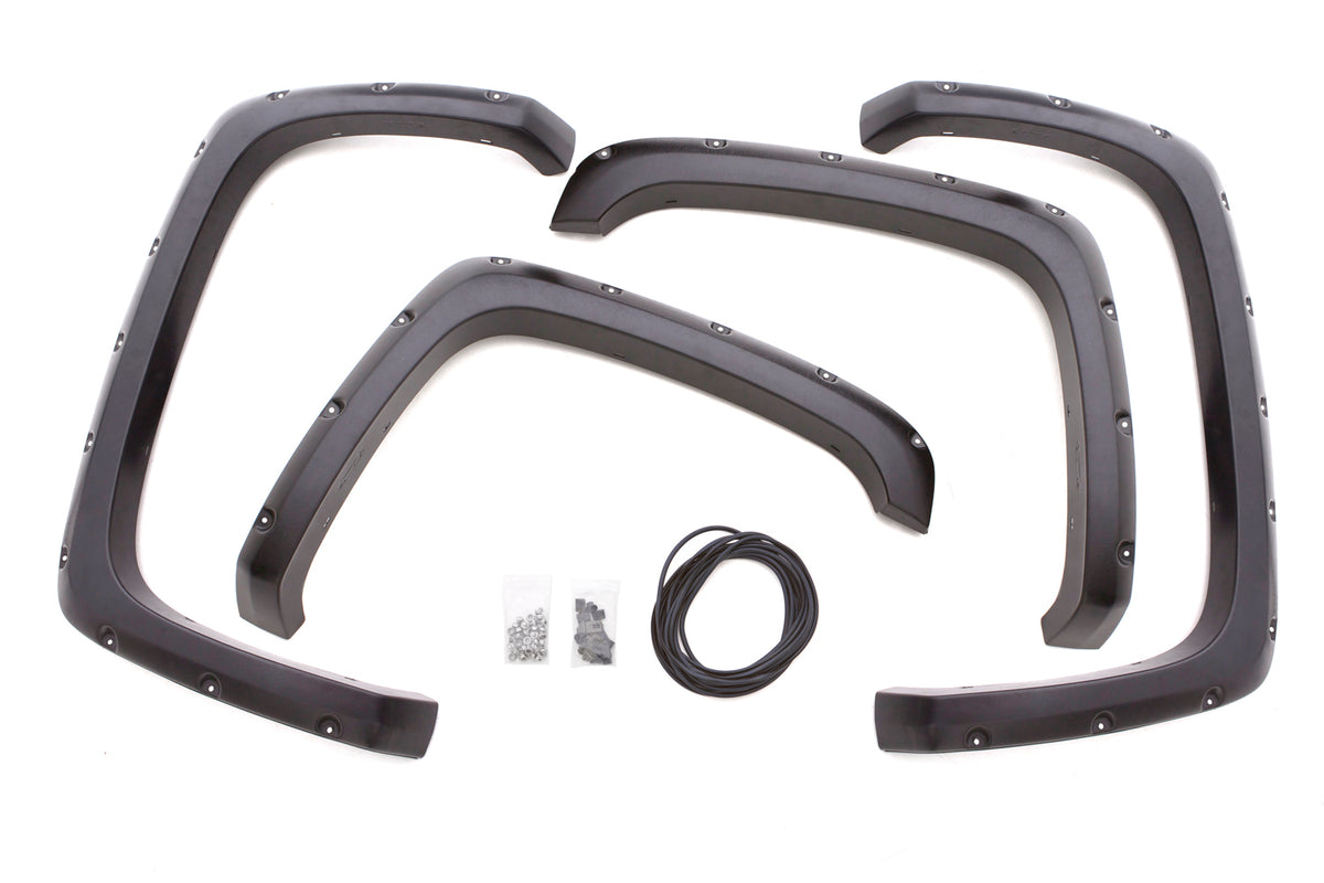 Rivet Style Fender Flare Set Front and Rear, Textured, 4-Piece Set 2017-2020 Colorado 61.7 Bed Lund