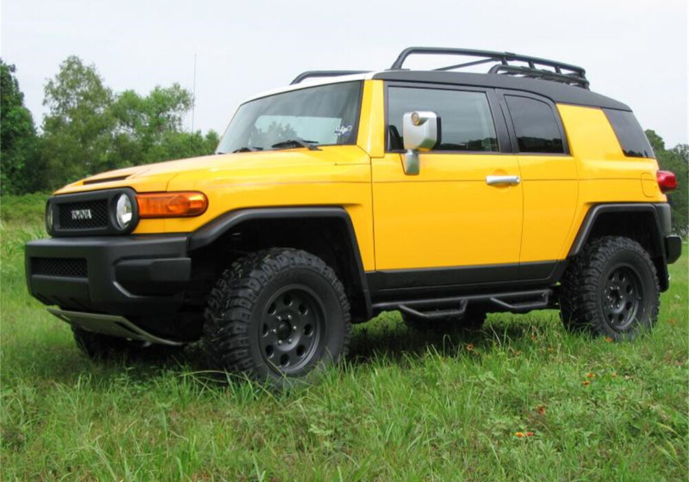 Nerf Step Bar Wheel-to-Wheel (2 Steps per Side) 2 Inch Main Tube Diameter 2006-2018 Toyota FJ Cruiser Textured Black NFab