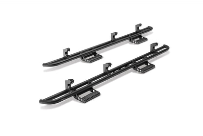 RKR Step System Cab Length (2 Step Mounts/2 Steps per Side) 1.75 Inch Rails 2005-2023 Toyota Tacoma Access Cab Textured Black NFab