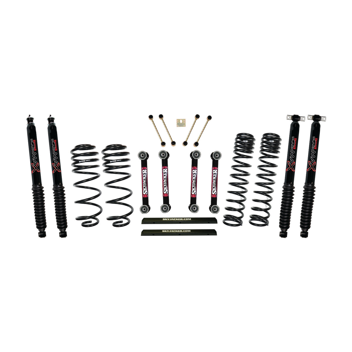4 Inch Dual Rate Long Travel One Box Kit w/OE Style Front and Rear Links Shocks TJ/LJ 1997-2002 Jeep Wrangler Skyjacker