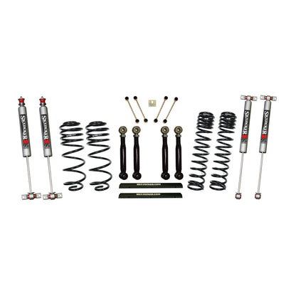 4 Inch Dual Rate Long Travel One Box Kit w/Adjustable Front and Rear Lower Flex Links Shocks TJ/LJ 1997-2002 Jeep Wrangler Skyjacker