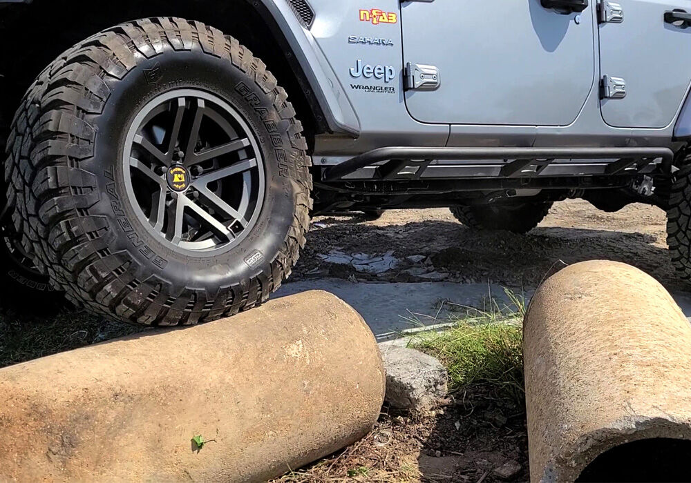 TrailSlider Step System Cab Length (2 Steps per Side) 2007-2018 Jeep Wrangler JK 4-Door Textured Black NFab