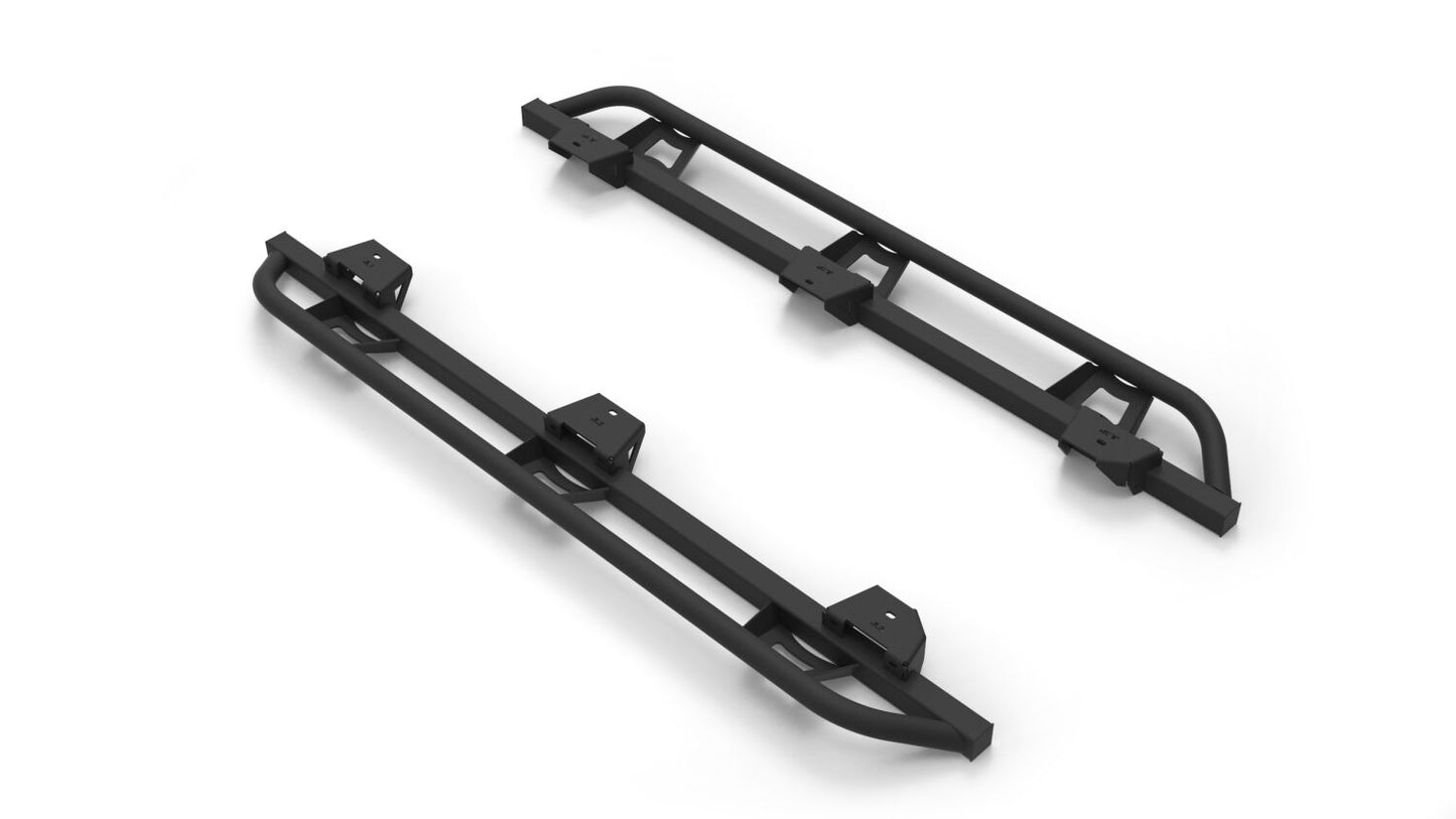 TrailSlider Step System Cab Length (2 Steps per Side) 2007-2018 Jeep Wrangler JK 4-Door Textured Black NFab