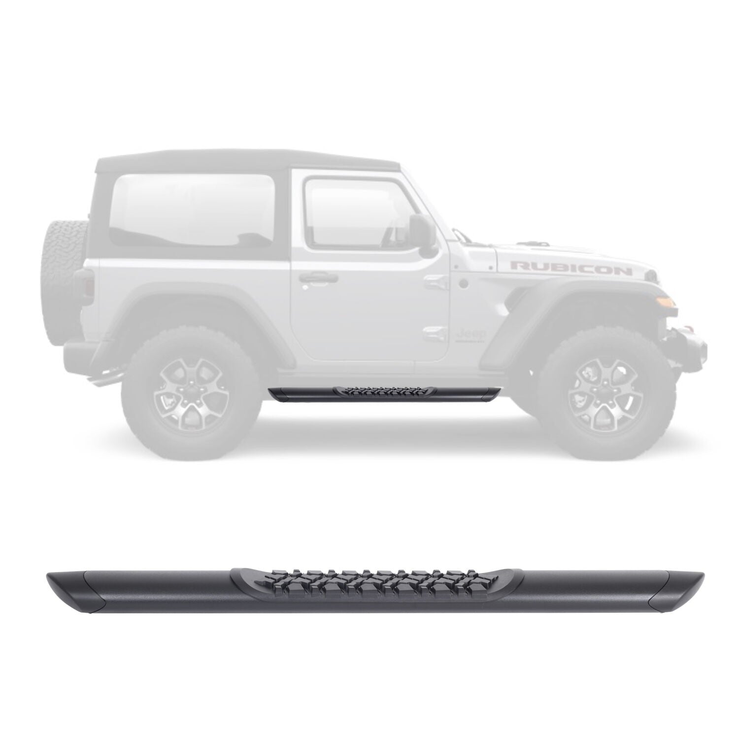 V3 Series Aluminum 5 Inch Elipse Side Steps Boards Only Textured Black For 2007-2018 Jeep Wrangler JK 2 Door Go Rhino