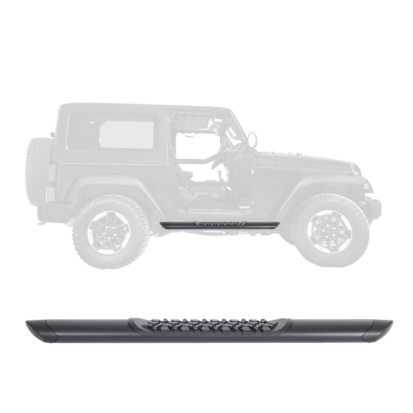 V3 Series Aluminum 5 Inch Elipse Side Steps Boards Only Textured Black For 2007-2018 Jeep Wrangler JK 2 Door Go Rhino