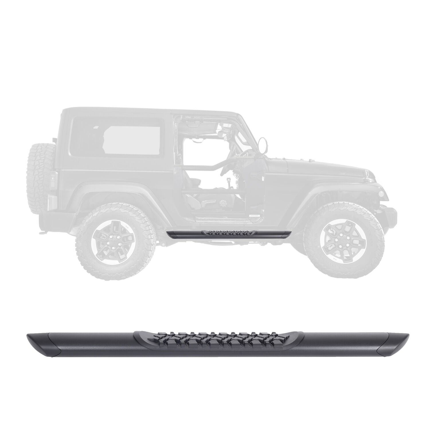 V3 Series Aluminum 5 Inch Elipse Side Steps Boards Only Textured Black For 2007-2018 Jeep Wrangler JK 2 Door Go Rhino