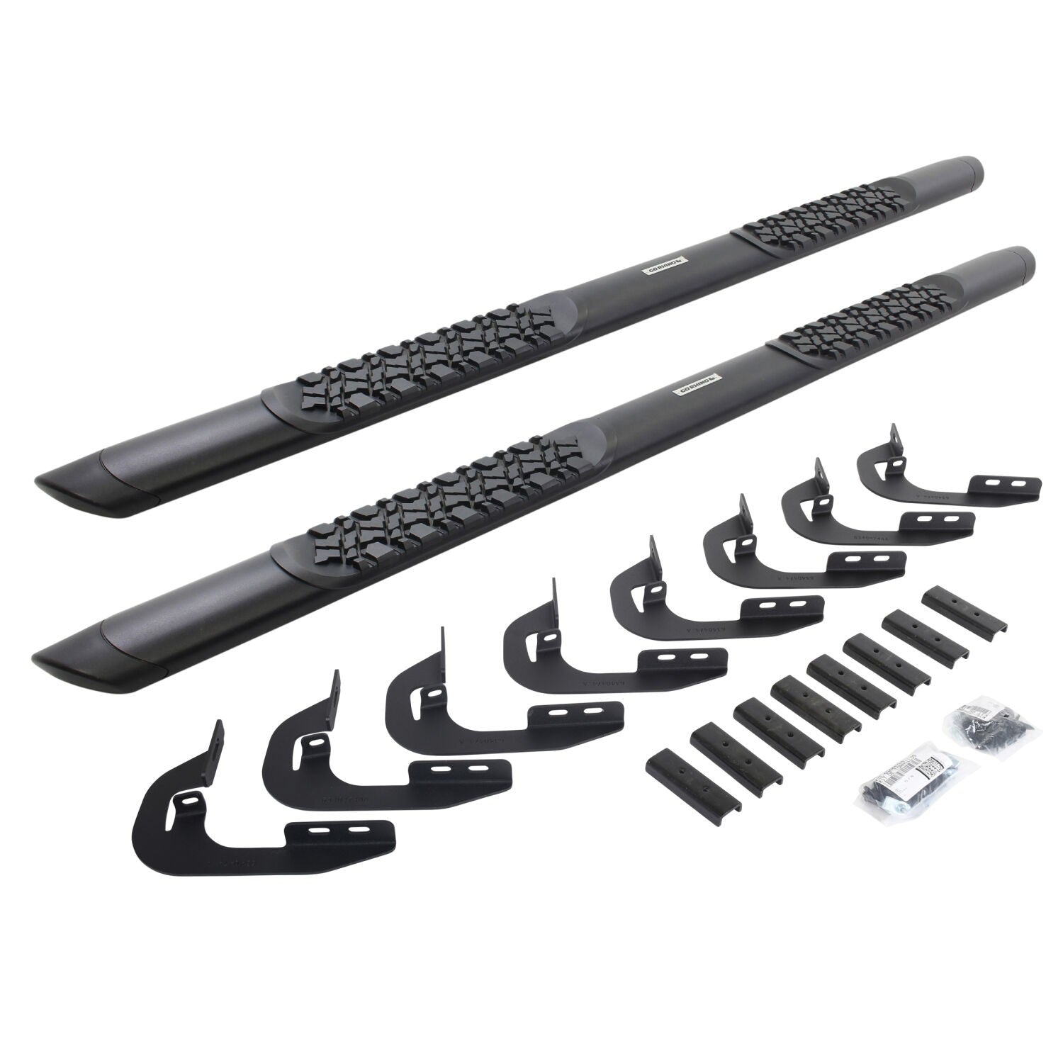 V3 Series Aluminum 5 Inch Elipse Side Steps with Mounting Brackets Textured Black 2014-2018 Silverado/Sierra 1500/2500 HD Crew Cab Go Rhino