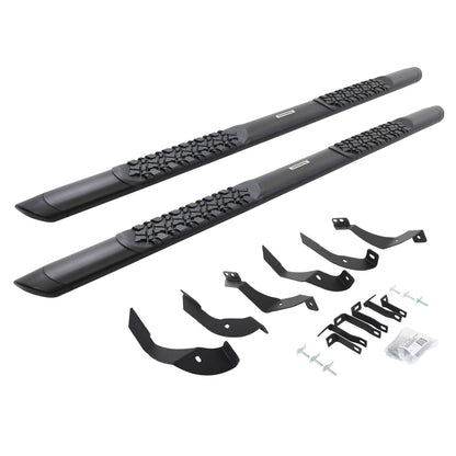 V3 Series Aluminum 5 Inch Elipse Side Steps with Mounting Brackets Textured Black 2015-2019 Silverado/Sierra 2500 HD Go Rhino