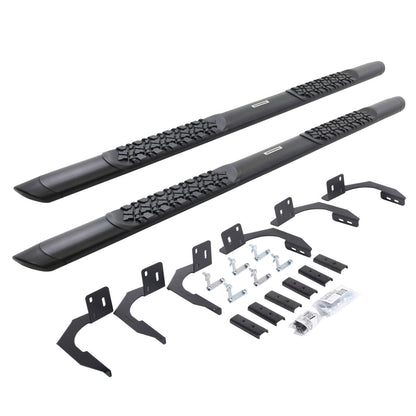 V3 Series Aluminum 5 Inch Elipse Side Steps with Mounting Brackets Textured Black 2009-2014 Dodge Ram 1500 Extended Cab Go Rhino