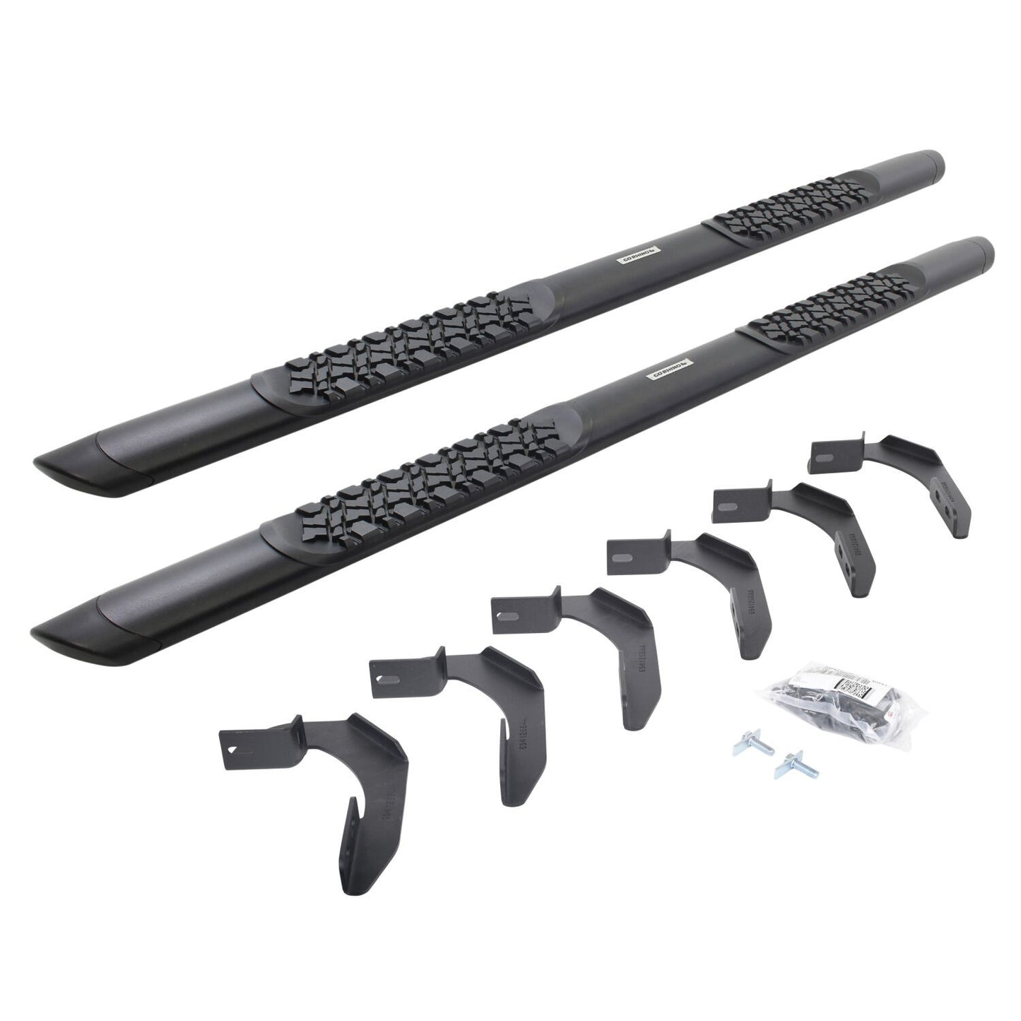 V3 Series Aluminum 5 Inch Elipse Side Steps with Mounting Brackets Textured Black 2004-2014 Ford F-150 Crew Cab Go Rhino