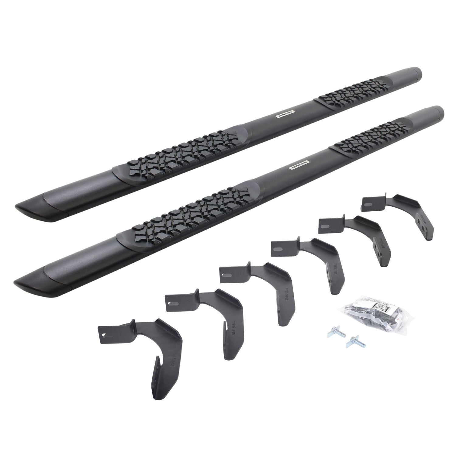 V3 Series Aluminum 5 Inch Elipse Side Steps with Mounting Brackets Textured Black 2004-2014 Ford F-150 Crew Cab Go Rhino