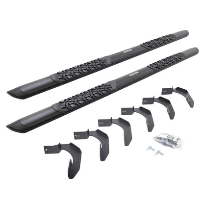 V3 Series Aluminum 5 Inch Elipse Side Steps with Mounting Brackets Textured Black 2004-2014 Ford F-150 Crew Cab Go Rhino