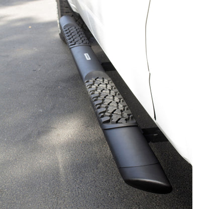 V3 Series Aluminum 5 Inch Elipse Side Steps with Mounting Brackets Textured Black 2004-2014 Ford F-150 Crew Cab Go Rhino