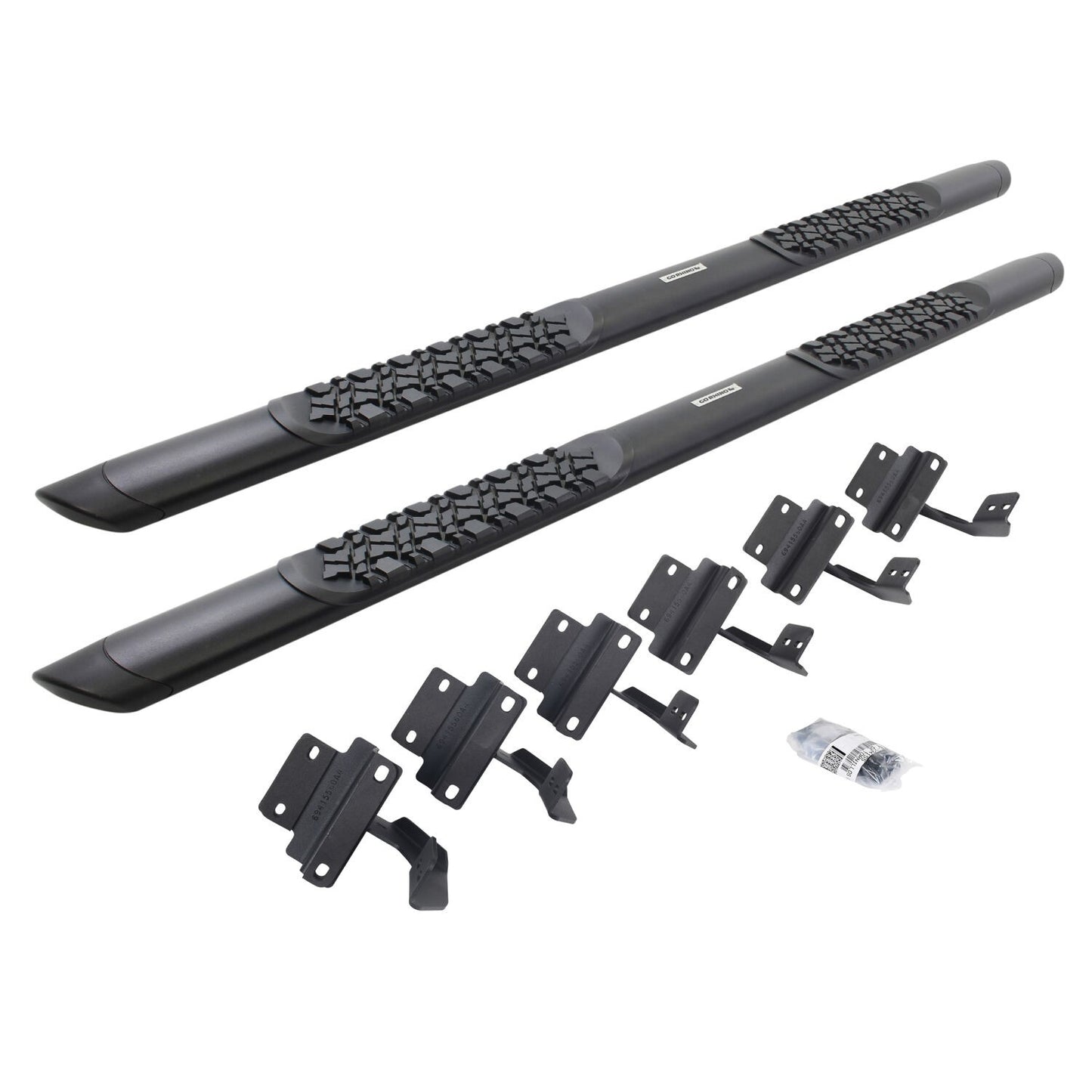 V3 Series Aluminum 5 Inch Elipse Side Steps with Mounting Brackets Textured Black 2015-2026 Ford F-150/ F-250/F-350 Crew Cab Go Rhino