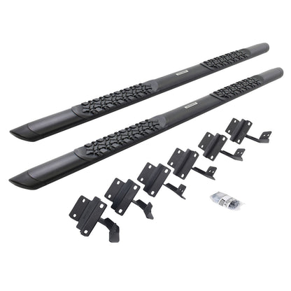 V3 Series Aluminum 5 Inch Elipse Side Steps with Mounting Brackets Textured Black 2015-2026 Ford F-150/ F-250/F-350 Crew Cab Go Rhino