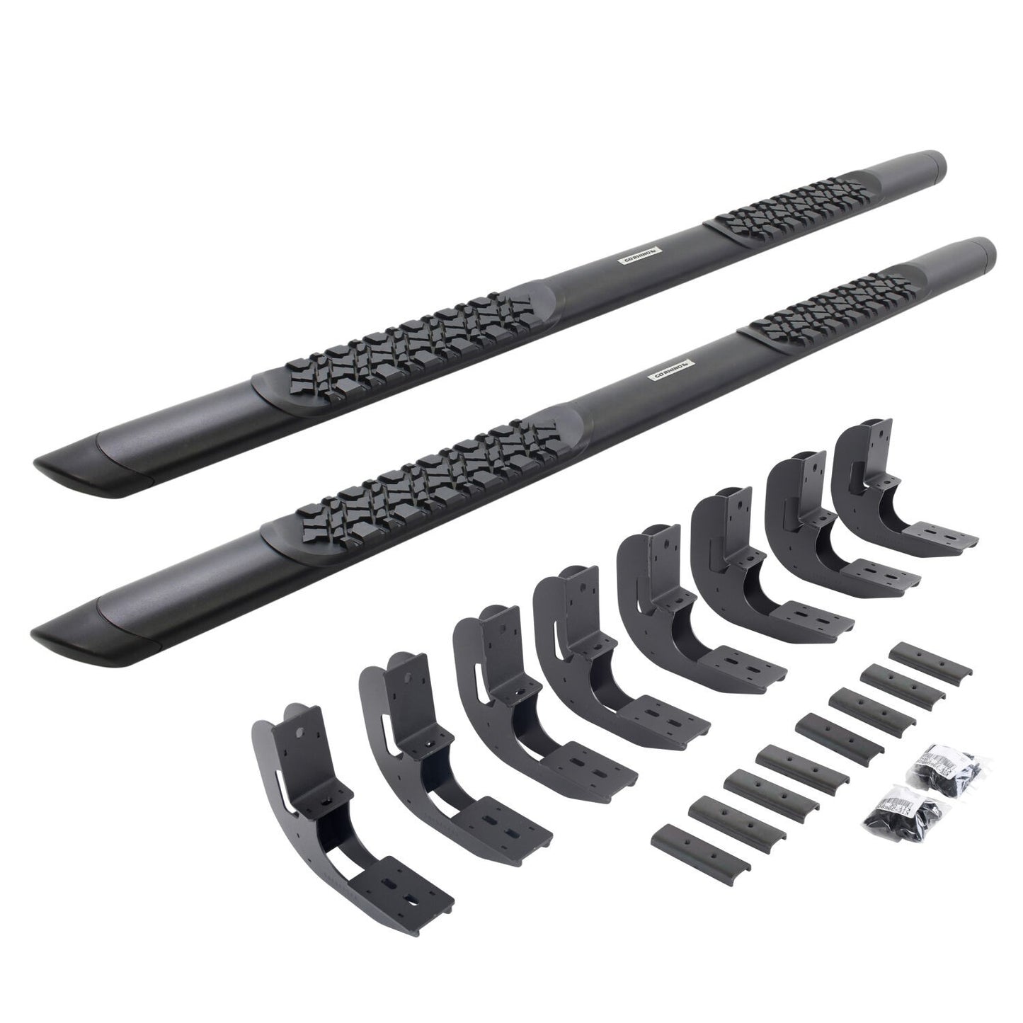 V3 Series Aluminum 5 Inch Elipse Side Steps with Mounting Brackets Textured Black 2019-2025 Silverado/Sierra 1500/2500 HD Go Rhino