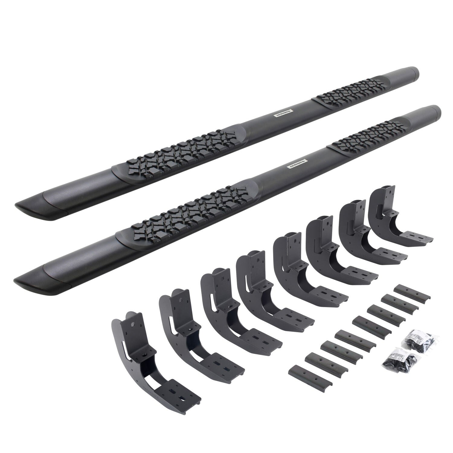 V3 Series Aluminum 5 Inch Elipse Side Steps with Mounting Brackets Textured Black 2019-2025 Silverado/Sierra 1500/2500 HD Go Rhino