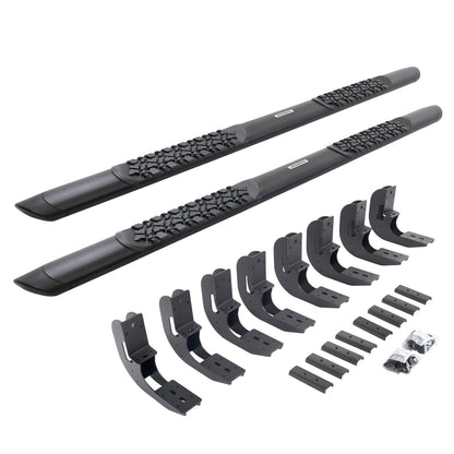 V3 Series Aluminum 5 Inch Elipse Side Steps with Mounting Brackets Textured Black 2019-2025 Silverado/Sierra 1500/2500 HD Go Rhino