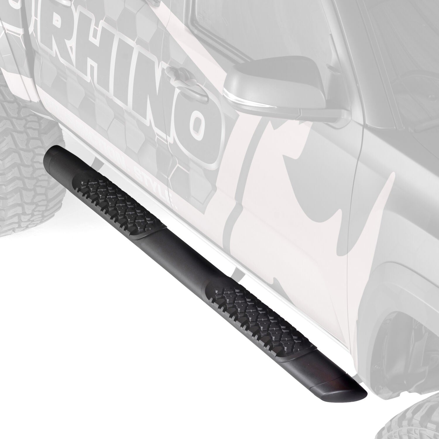 V3 Series Aluminum 5 Inch Elipse Side Steps with Mounting Brackets Textured Black 2019-2025 Silverado/Sierra 1500/2500 HD Go Rhino