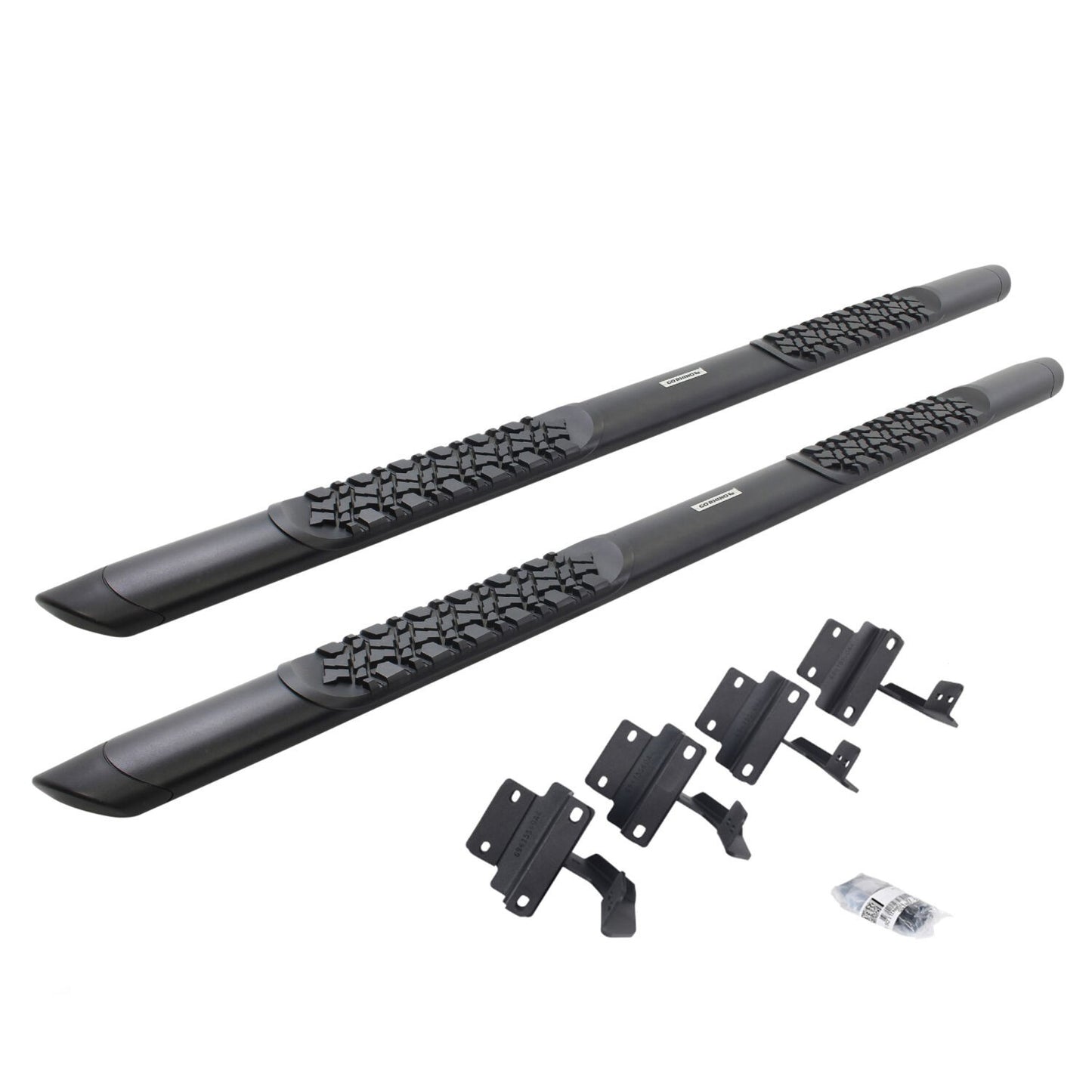 V3 Series Aluminum 5 Inch Elipse Side Steps with Mounting Brackets Textured Black 2015-2026 Ford F-150/ F-250/F-350 Extended Cab Go Rhino