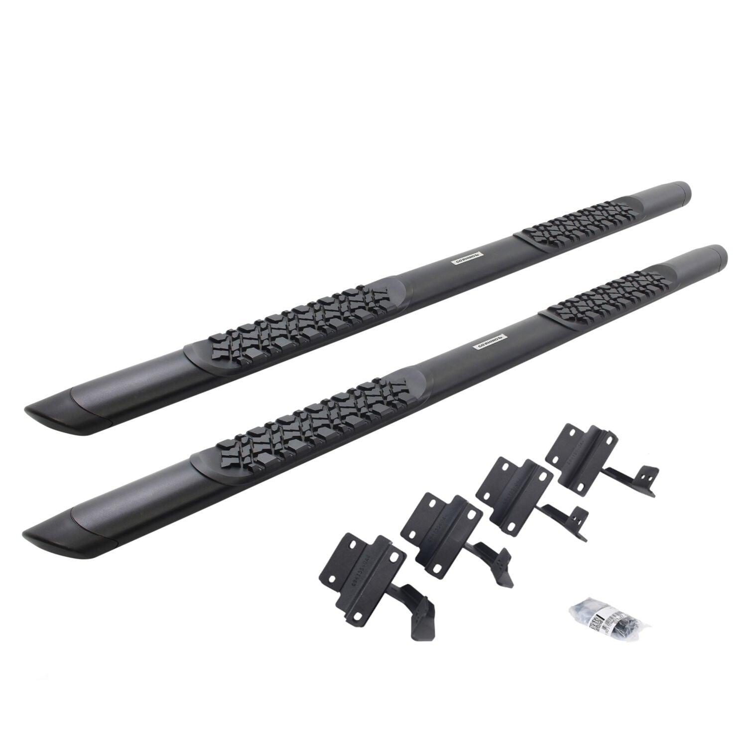 V3 Series Aluminum 5 Inch Elipse Side Steps with Mounting Brackets Textured Black 2015-2026 Ford F-150/ F-250/F-350 Extended Cab Go Rhino