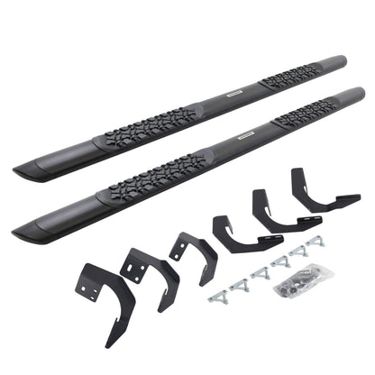 V3 Series Aluminum 5 Inch Elipse Side Steps with Mounting Brackets Textured Black 2015-2018 Ram 1500 Extended Cab Go Rhino