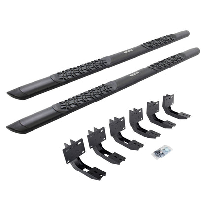 V3 Series Aluminum 5 Inch Elipse Side Steps with Mounting Brackets Textured Black 2019-2026 Ram 1500 Crew Cab Go Rhino