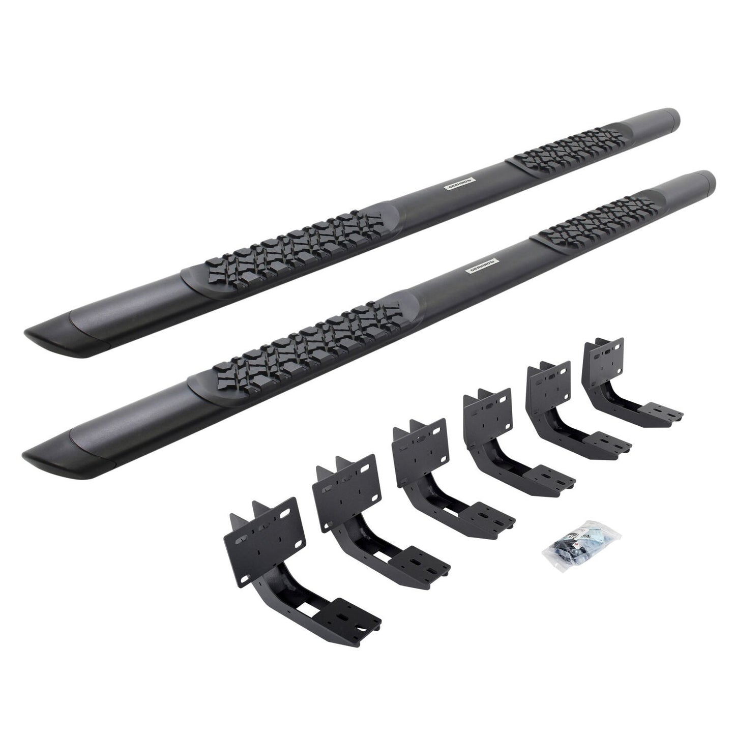 V3 Series Aluminum 5 Inch Elipse Side Steps with Mounting Brackets Textured Black 2019-2026 Ram 1500 Extended Cab Go Rhino