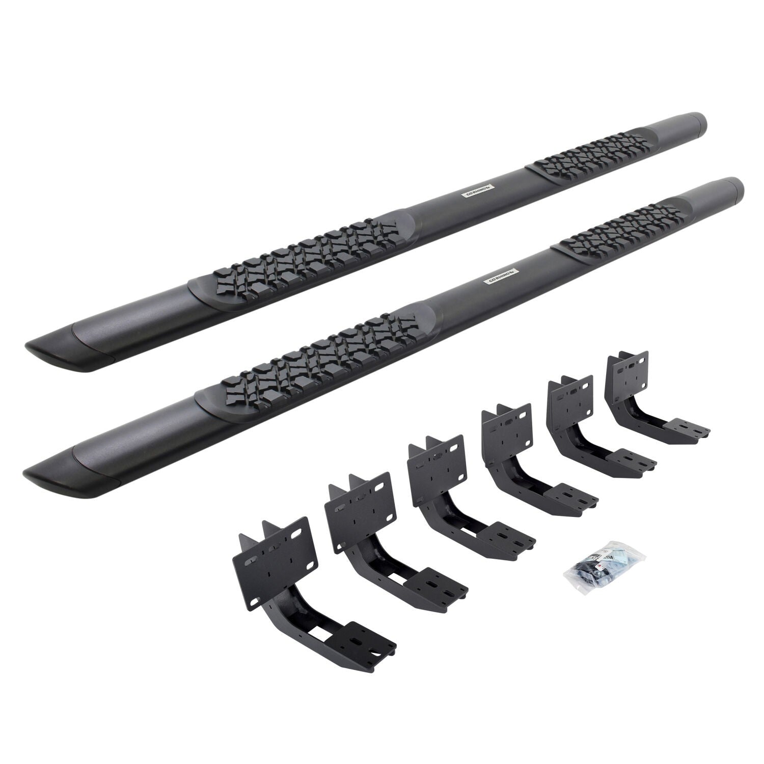 V3 Series Aluminum 5 Inch Elipse Side Steps with Mounting Brackets Textured Black 2019-2026 Ram 1500 Extended Cab Go Rhino