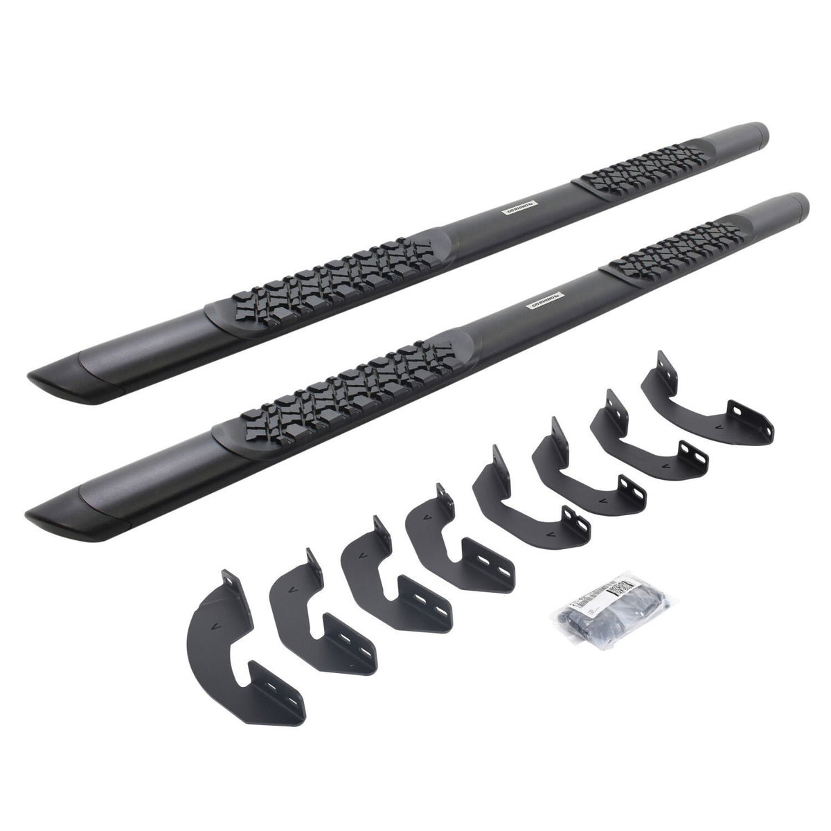 V3 Series Aluminum 5 Inch Elipse Side Steps with Mounting Brackets Textured Black 2007-2021 Toyota Tundra Crew Cab Go Rhino