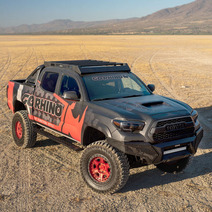 V3 Series Aluminum 5 Inch Elipse Side Steps with Mounting Brackets Textured Black 2005-2023 Toyota Tacoma Go Rhino