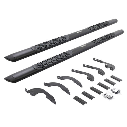 V3 Series Aluminum 5 Inch Elipse Side Steps with Mounting Brackets Textured Black 2005-2023 Toyota Tacoma Go Rhino