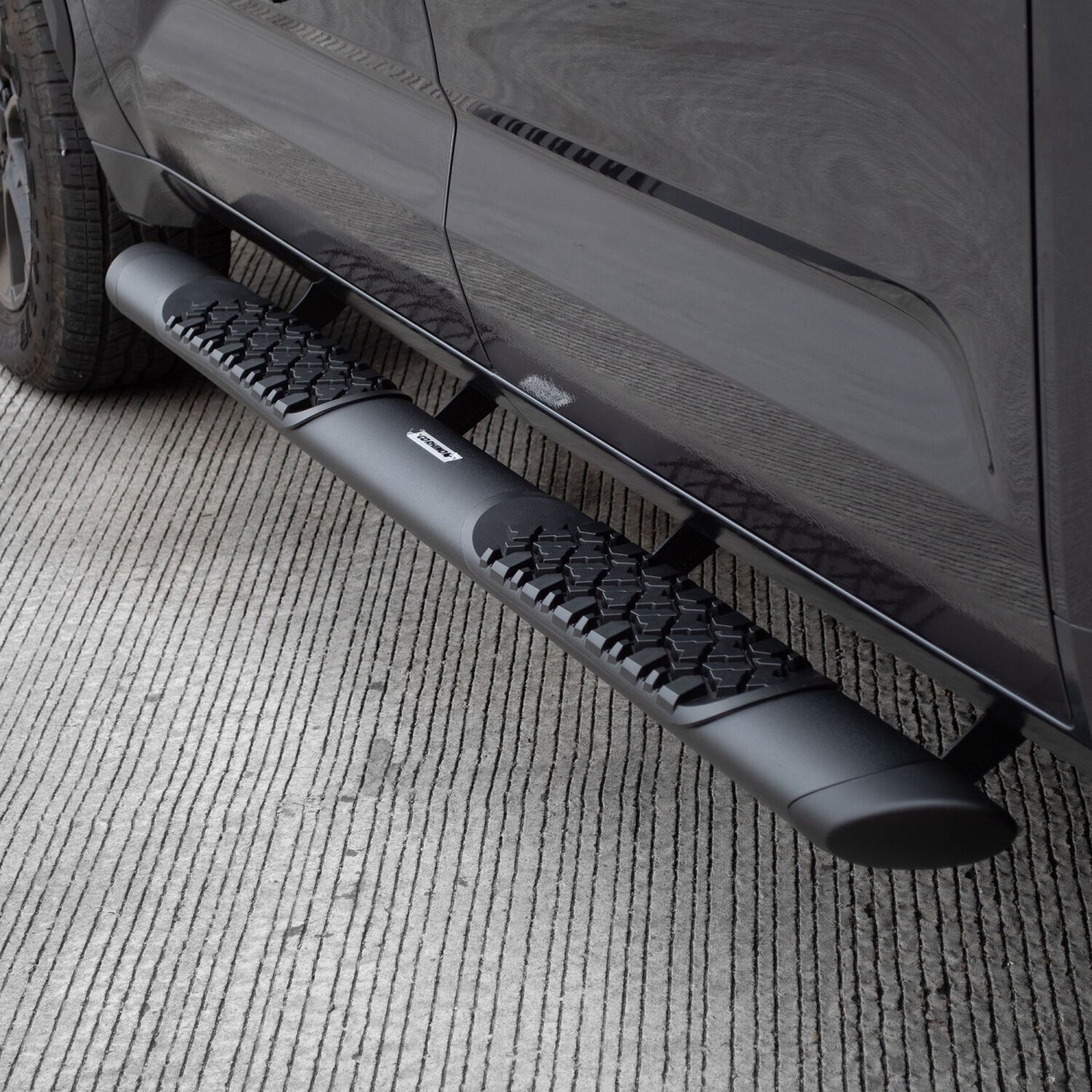 V3 Series Aluminum 5 Inch Elipse Side Steps with Mounting Brackets Textured Black 2022-2026 Toyota Tundra Crew Cab Go Rhino